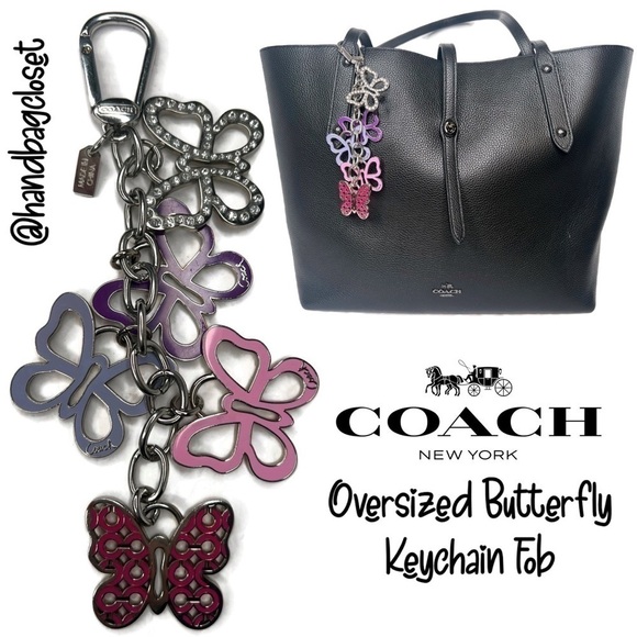 Coach Oversized Butterfly Dangle Metal Swarovski Crystals Keychain Charm… - Picture 1 of 7